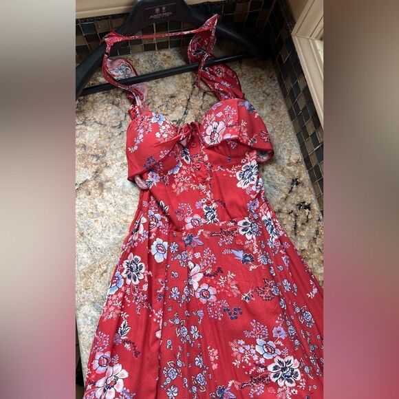 Summer dress with flutter sleeve back - Picture 3 of 6